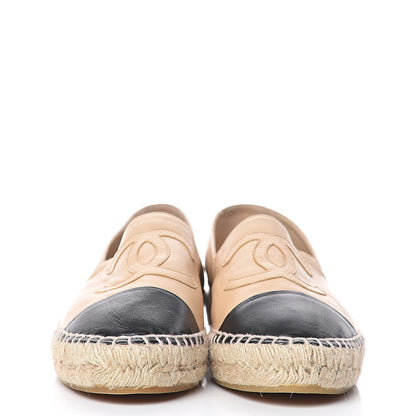 Chanel Lambskin CC Espadrilles 39 Beige Black 2 of 14