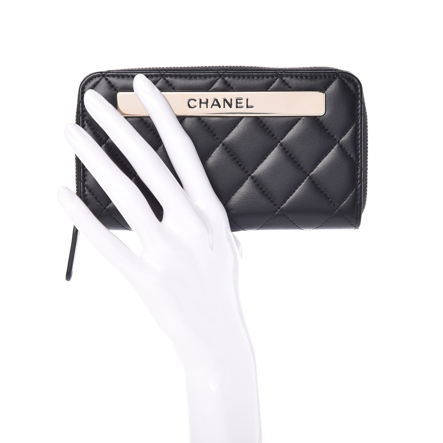 Chanel Lambskin Quilted Small Trendy CC Zip Around Wallet Black 2 of 9