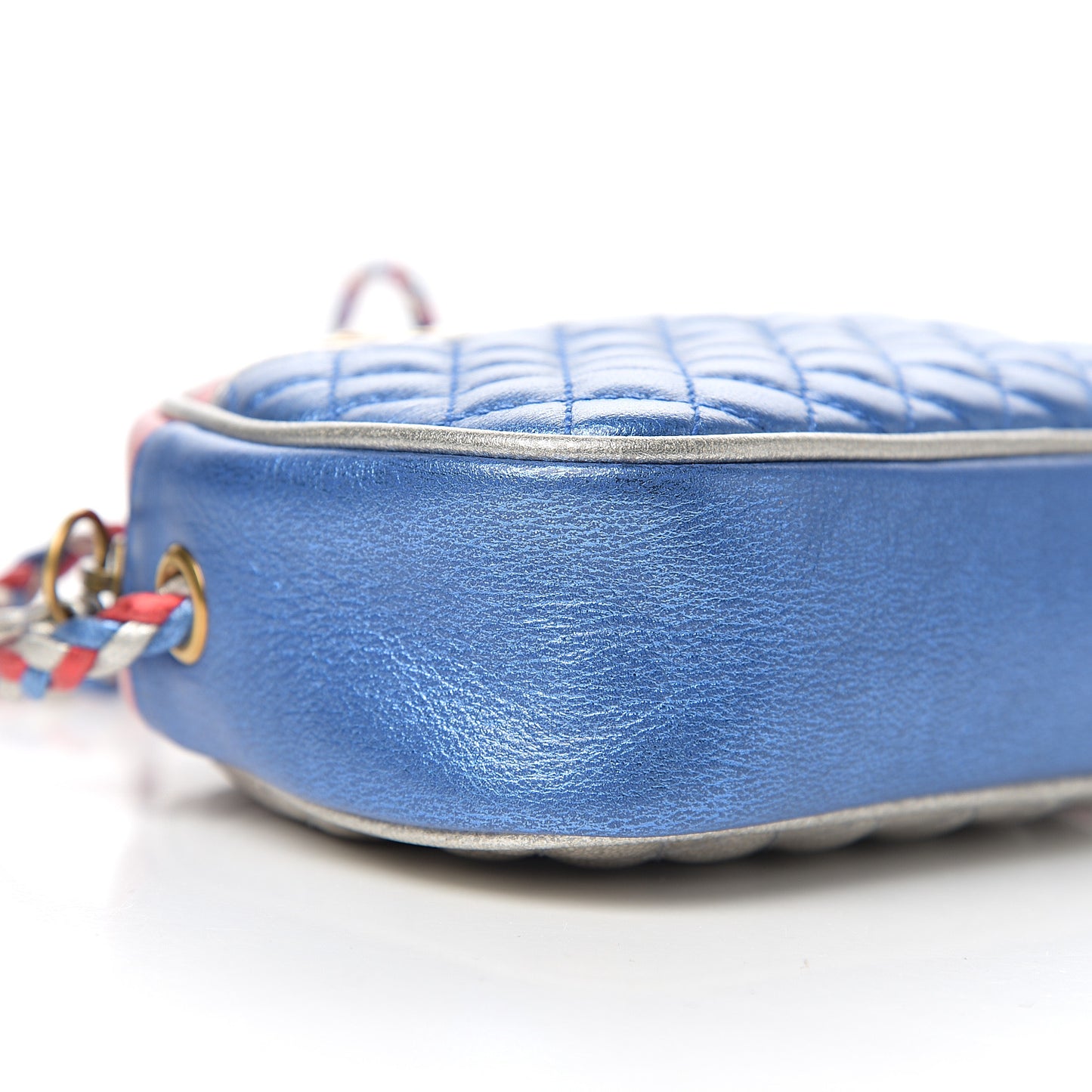Laminated Nappa Trapuntata Mini Zumi Dome Shoulder Bag Rosso Marine Argento