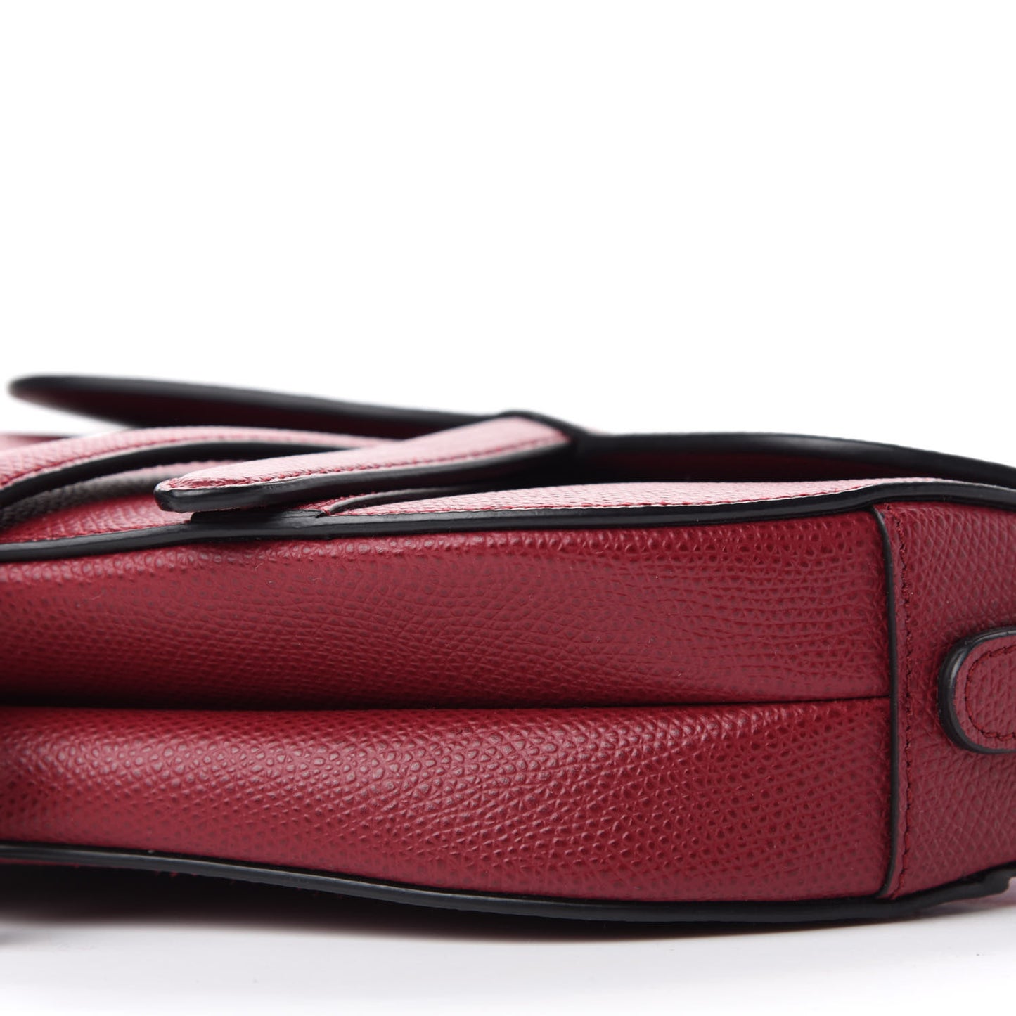 Grained Calfskin Mini Saddle Bag Red
