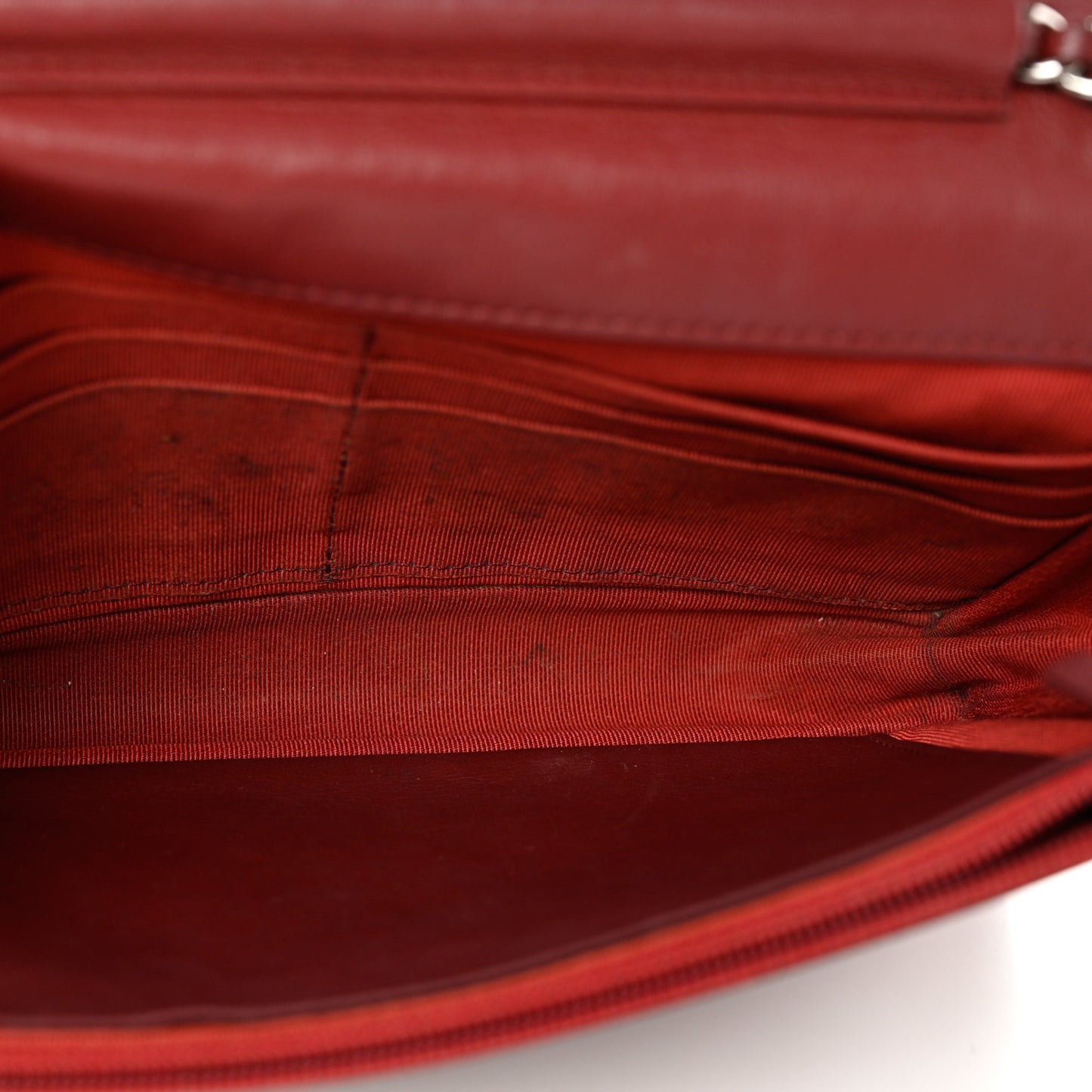 Aged Calfskin Quilted Wallet On Chain WOC Burgundy