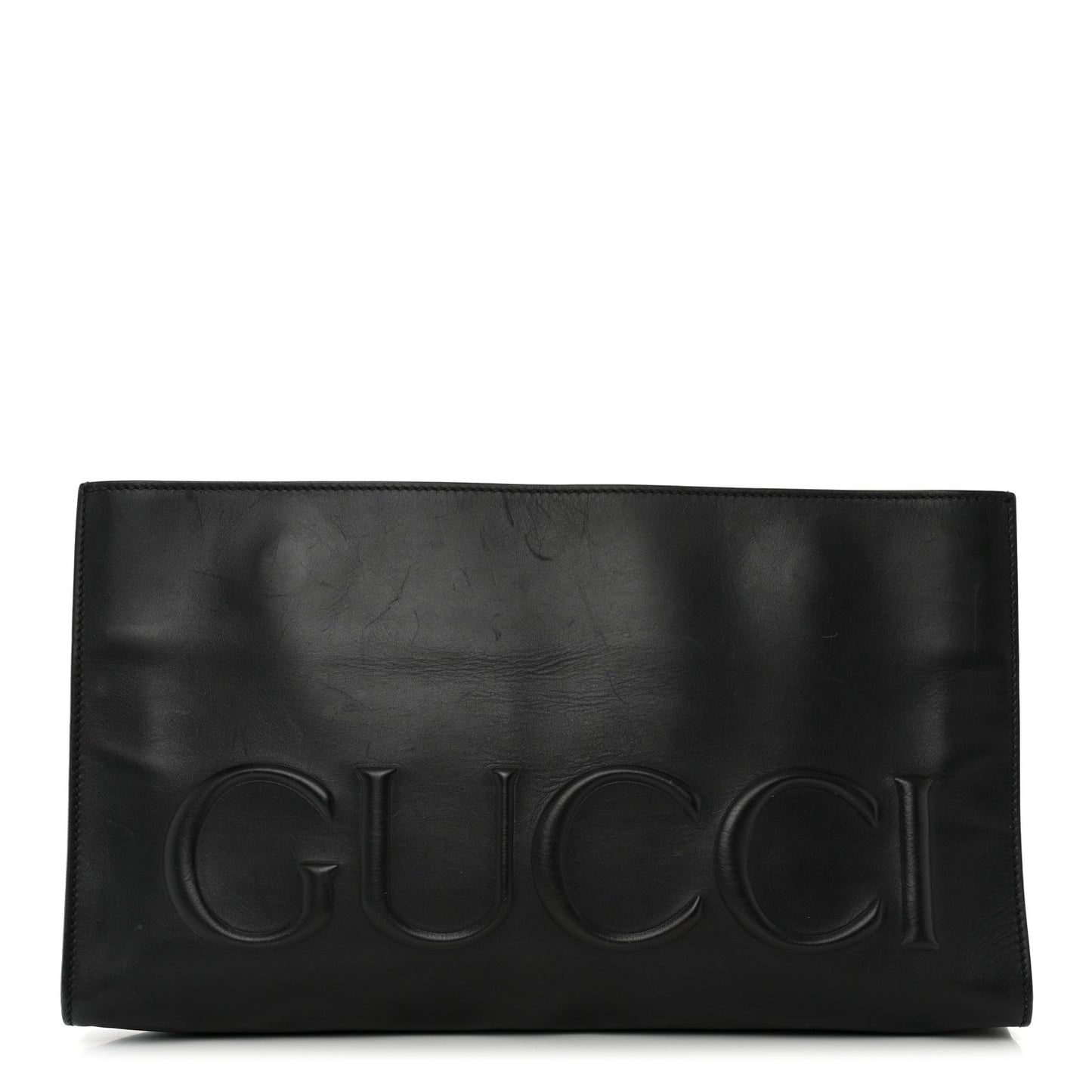 Calfskin Embossed XL Clutch Black