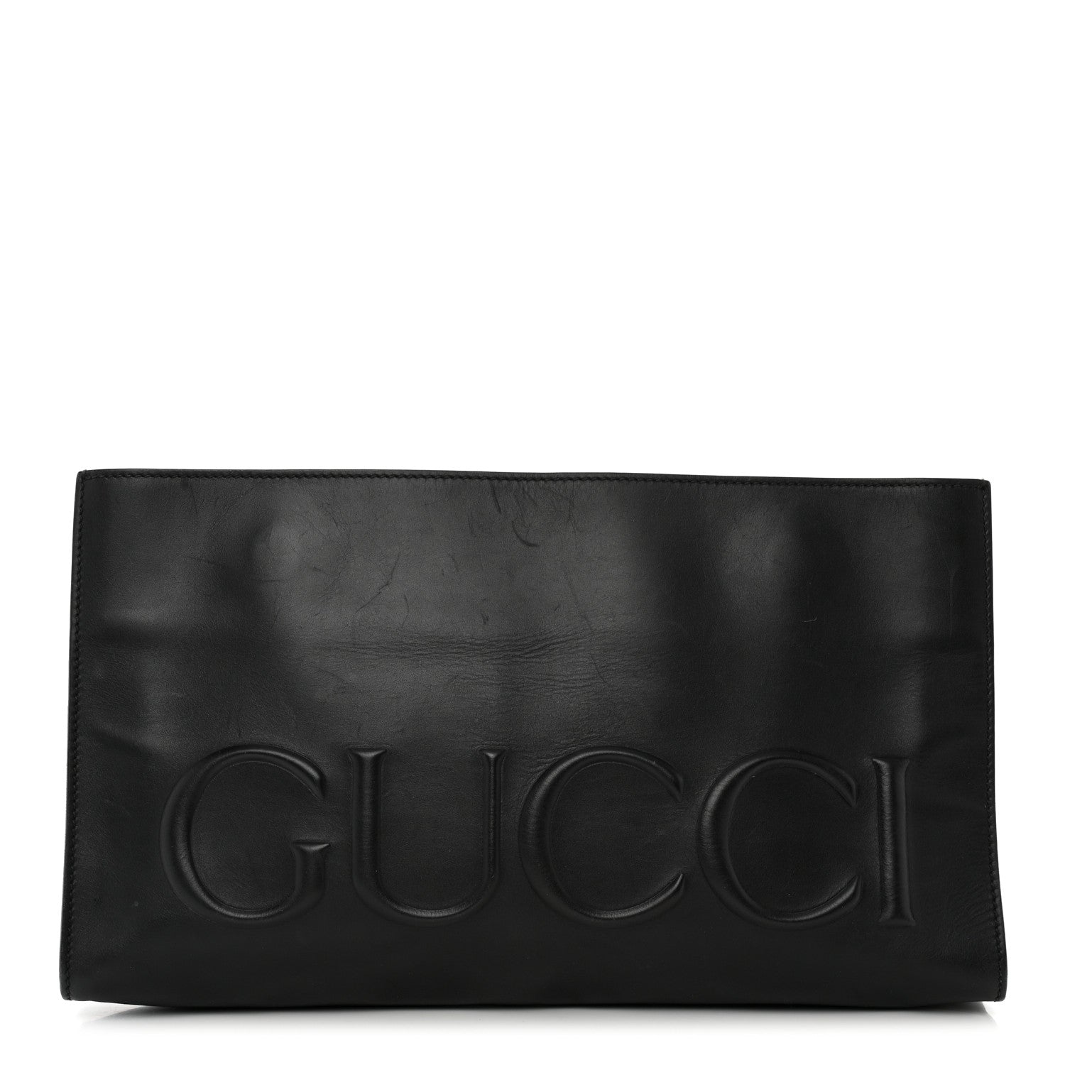 Gucci Calfskin Embossed XL Clutch Black 1 of 14