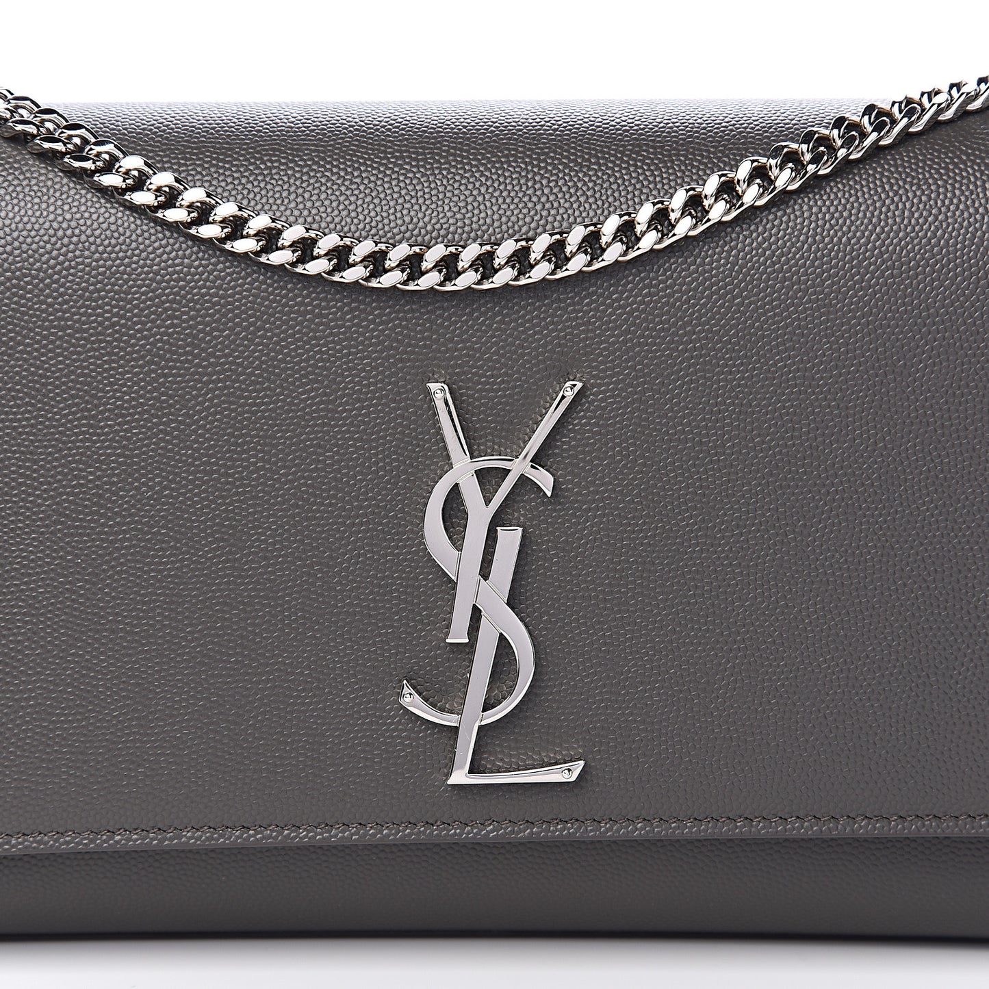 Grain De Poudre Medium Classic Monogram Kate Satchel Earth Grey
