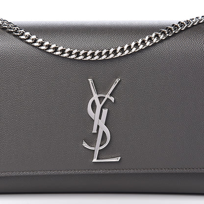 Saint Laurent Grain De Poudre Medium Classic Monogram Kate Satchel Earth Grey 9 of 9