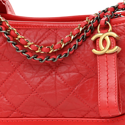 Chanel Aged Calfskin Quilted Small Gabrielle Hobo Red 8 of 11
