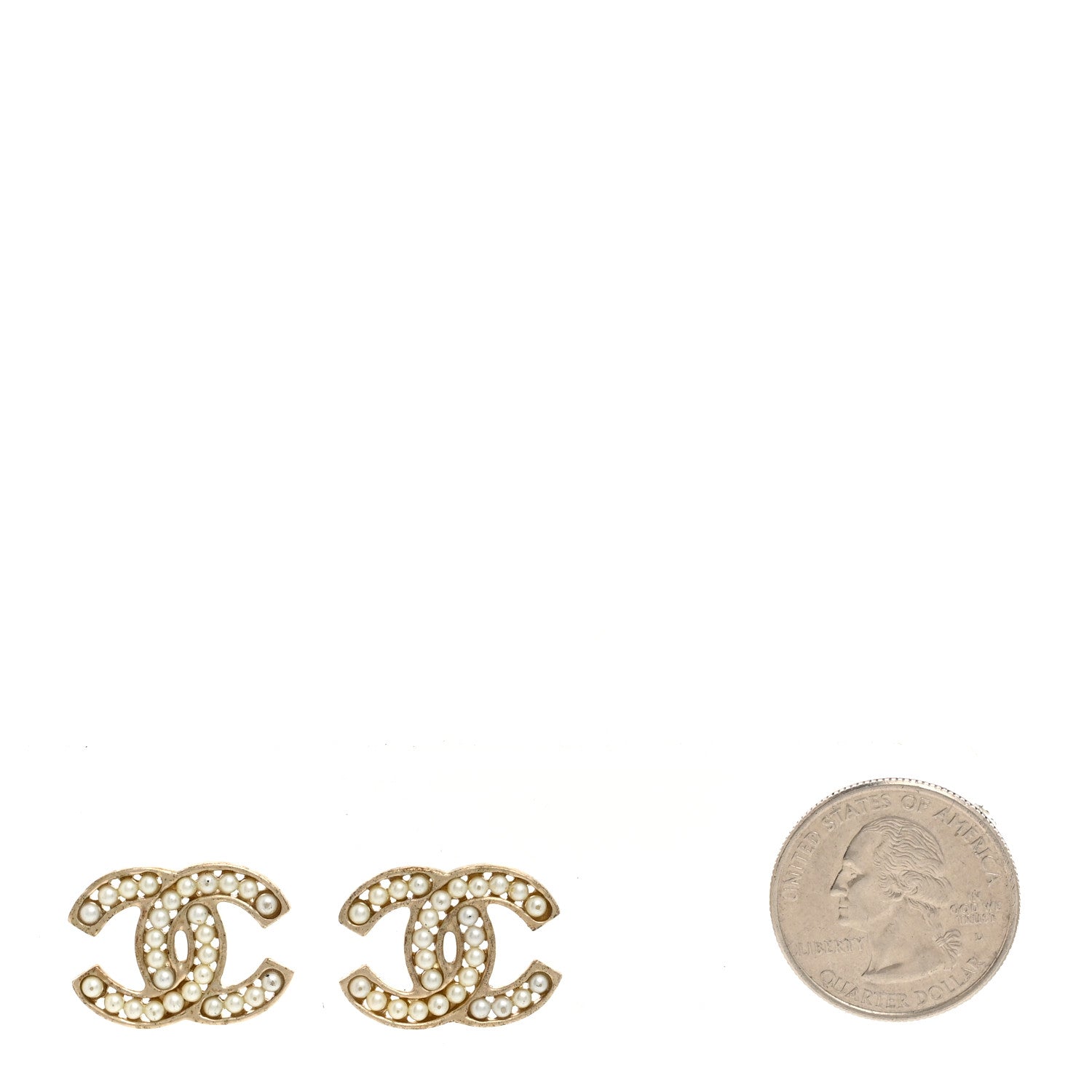 Chanel Pearl CC Earrings Light Gold 2 of 4