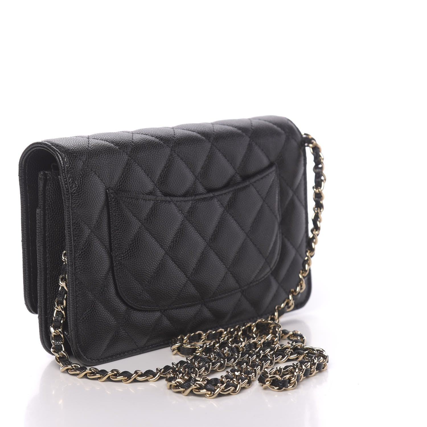 Chanel Caviar Quilted French New Wave Chain CC Wallet On Chain WOC Black 3 of 12