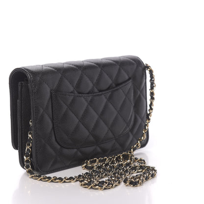 Chanel Caviar Quilted French New Wave Chain CC Wallet On Chain WOC Black 3 of 12