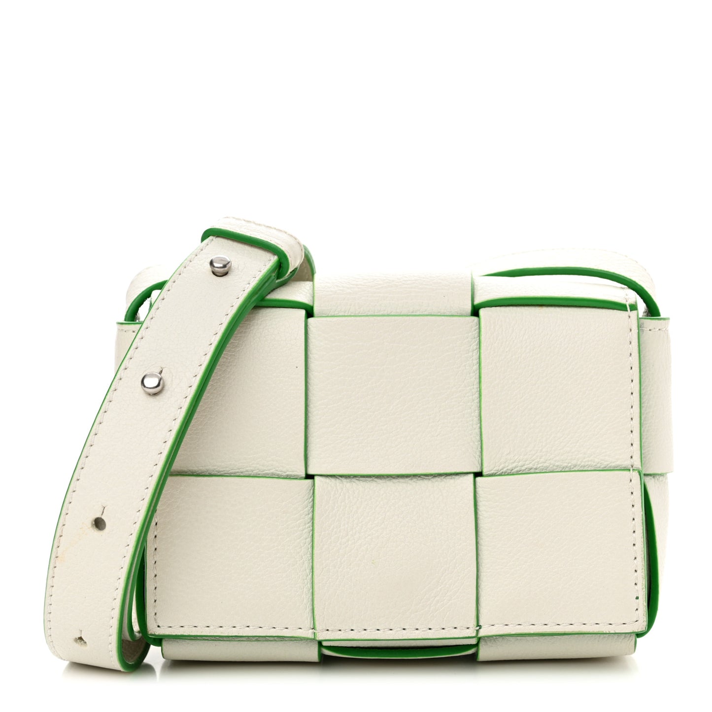 Buffalo Maxi Intrecciato Bicolor Extra Mini Cassette Crossbody Bag White Parakeet