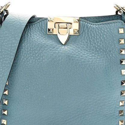 Valentino Garavani Pebbled Calfskin Mini Rockstud Flip-Lock Messenger Bag Atlantique 13 of 17
