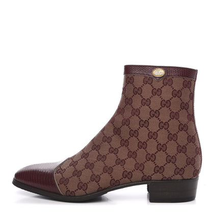 Gucci GG Monogram Lizard Mens GG Ankle Boots 9 Sahara Rubino Bright Bordeaux 1 of 9