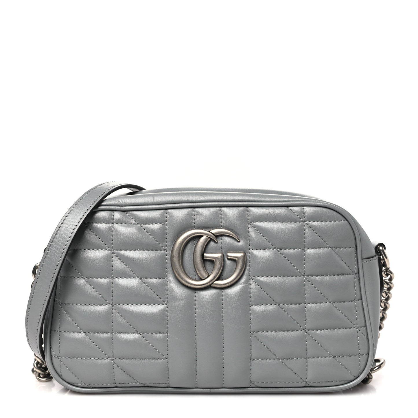 Calfskin Matelasse Aria Small GG Marmont Chain Shoulder Bag Deep Grey