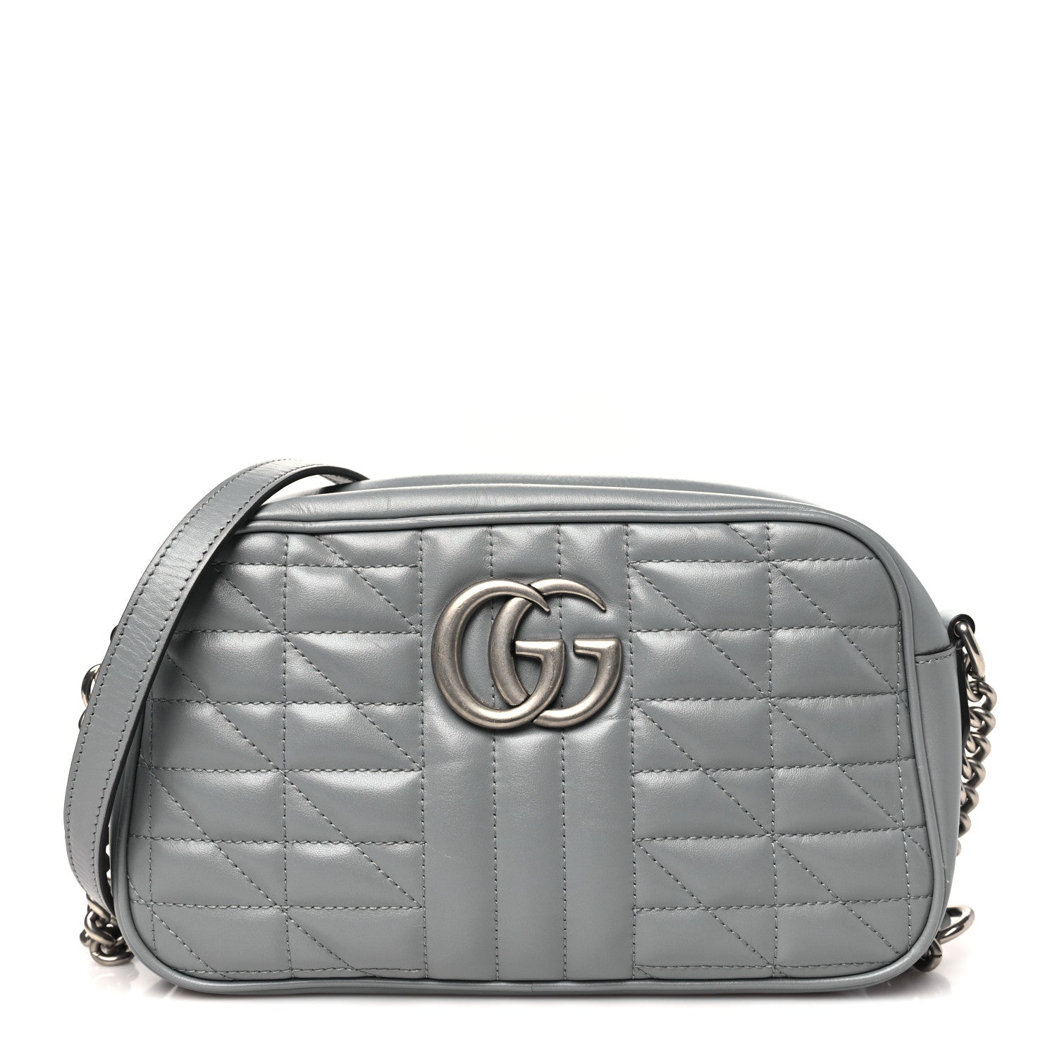 Gucci Calfskin Matelasse Aria Small GG Marmont Chain Shoulder Bag Deep Grey 1 of 10