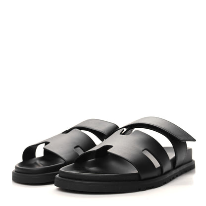 Hermes Calfskin Womens Chypre Sandals 40.5 Black 3 of 9