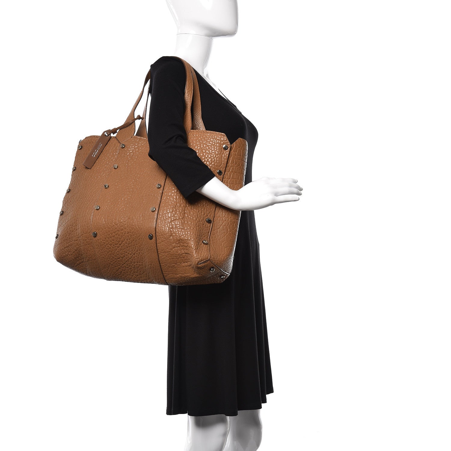Jimmy Choo Grained Lambskin Studded Lockett Shopper Tote Tan 3 of 16