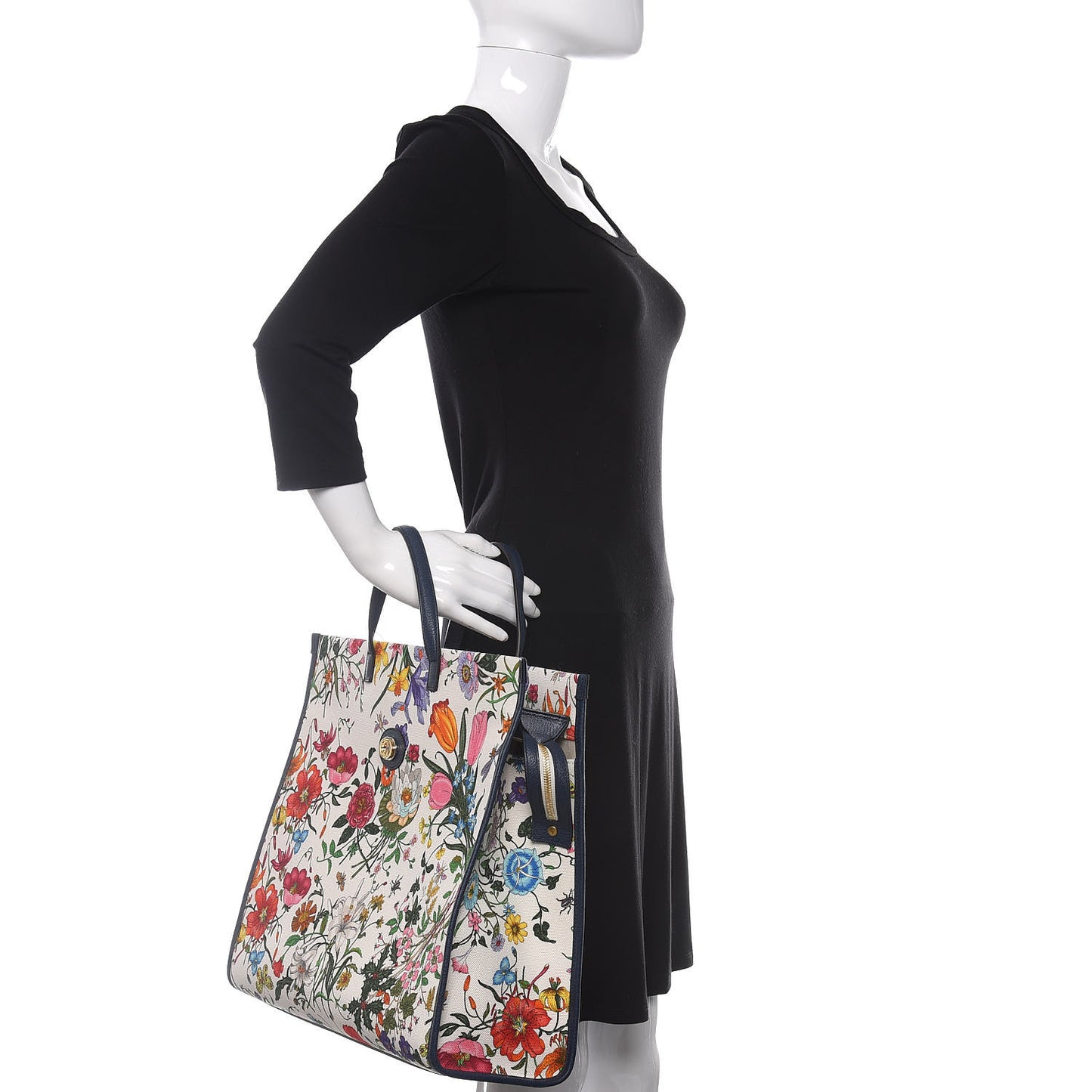 Canvas Large Flora Tote Navy Multicolor
