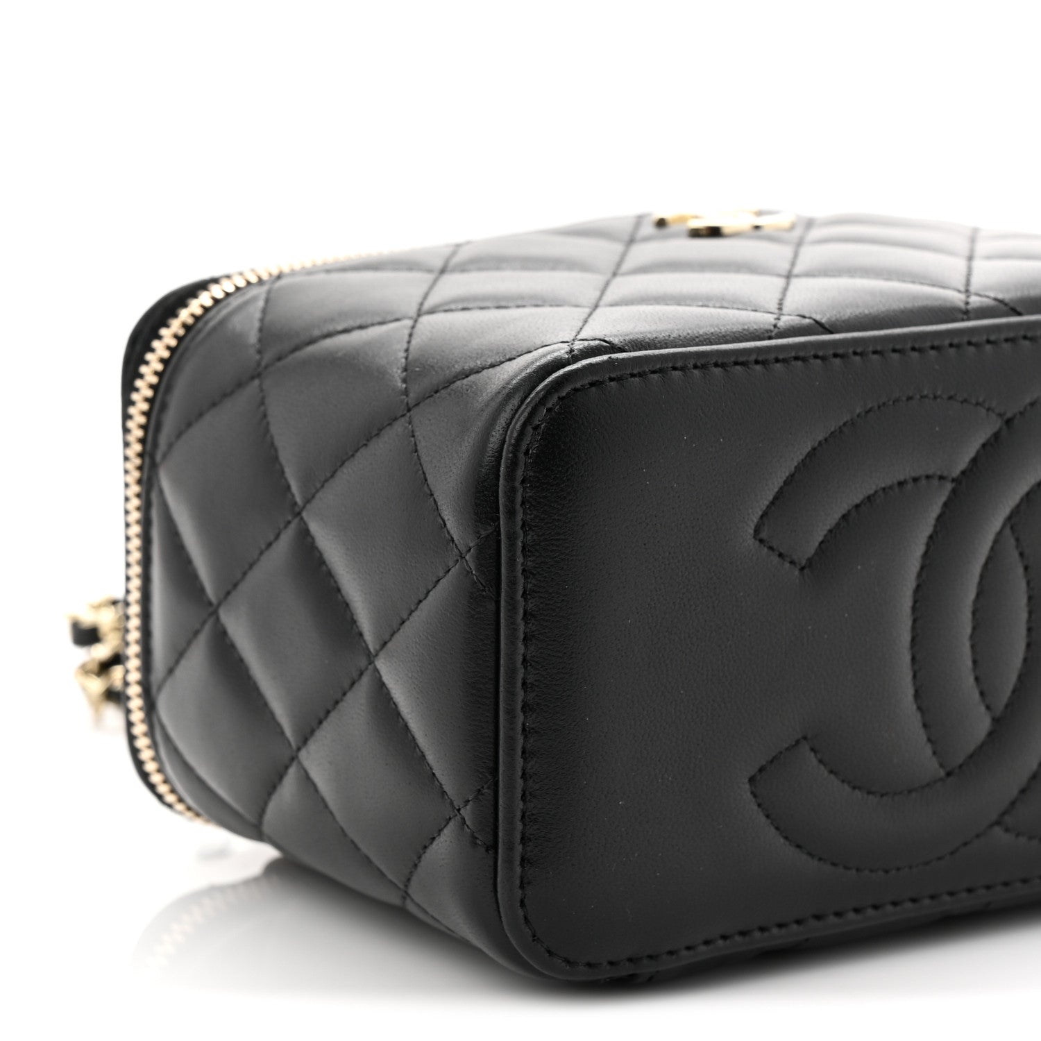 Chanel Lambskin Quilted Small Top Handle Vanity Case With Chain Black 9 of 10