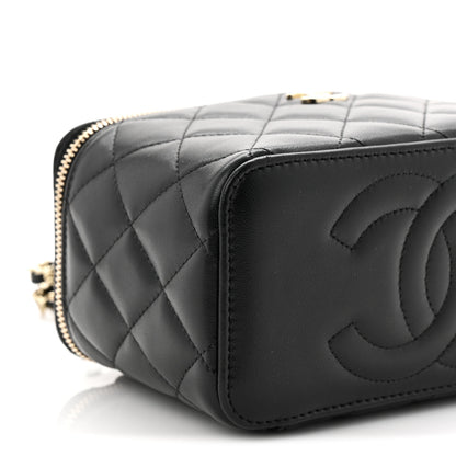 Chanel Lambskin Quilted Small Top Handle Vanity Case With Chain Black 9 of 10