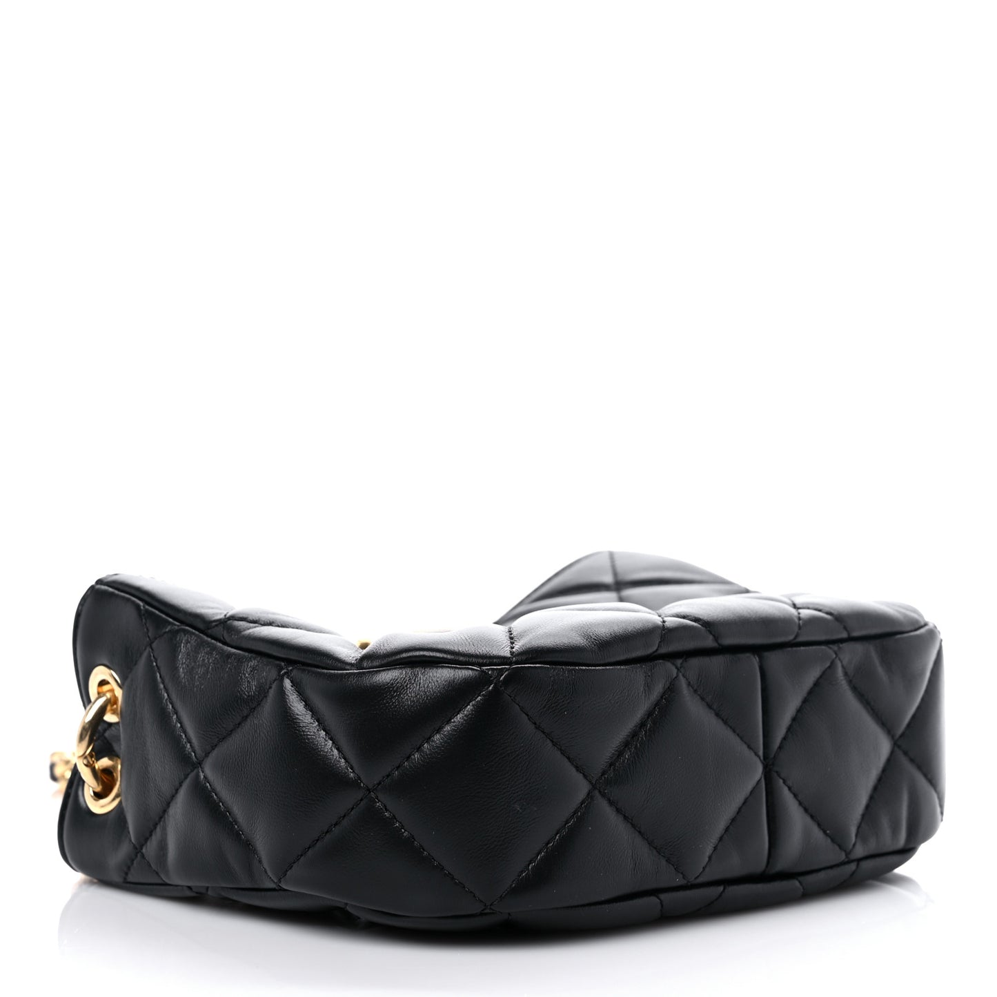 Lambskin Quilted Small Chain Hobo Black