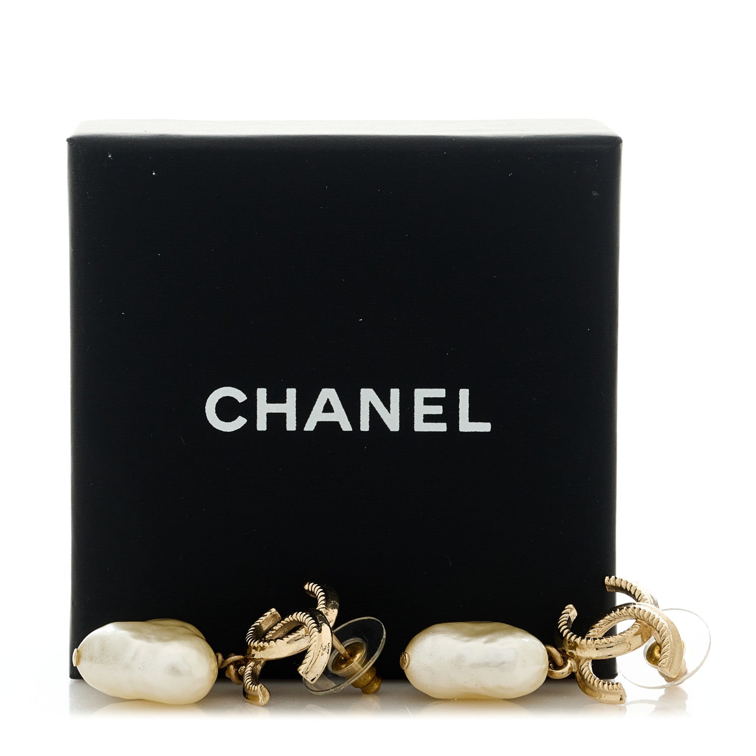 Chanel Pearl CC Heart Drop Earrings Gold 5 of 5