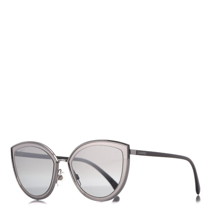 Chanel Silver Metal Cat Eye Sunglasses 4222 Silver Black 1 of 8