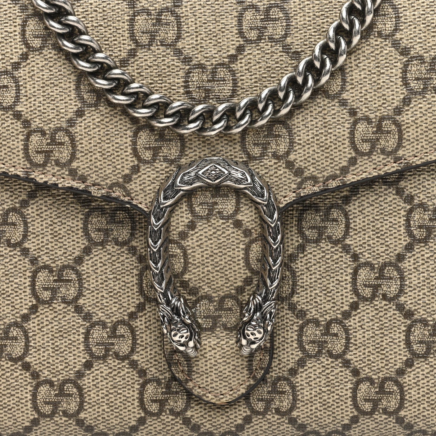 Gucci GG Supreme Monogram Mini Dionysus Chain Wallet Beige Taupe 7 of 9