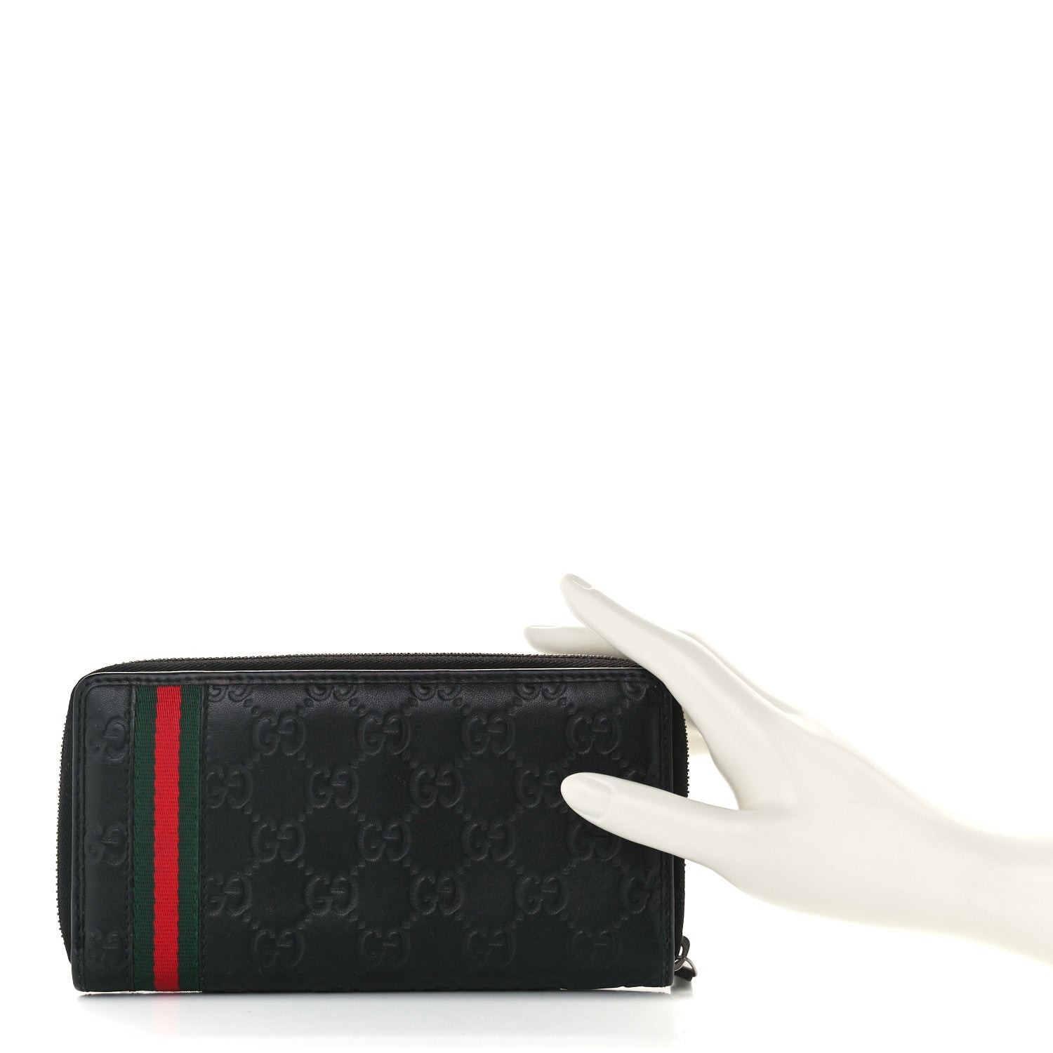 Gucci Guccissima Web Zip Around Wallet Black 2 of 9