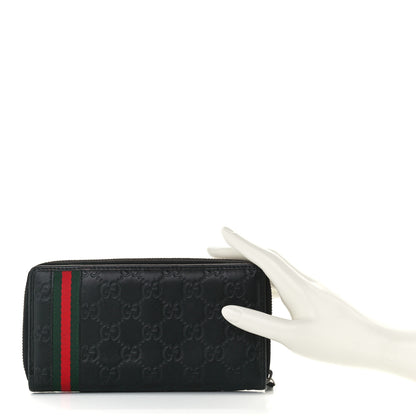 Gucci Guccissima Web Zip Around Wallet Black 2 of 9