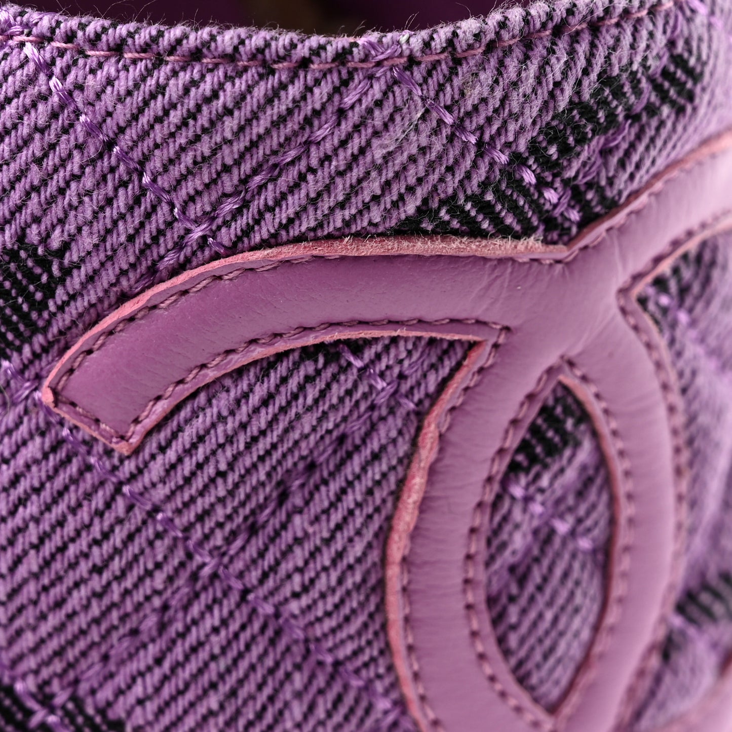 Cotton Jacquard Grosgrain CC Print Espadrilles 38 Purple Black