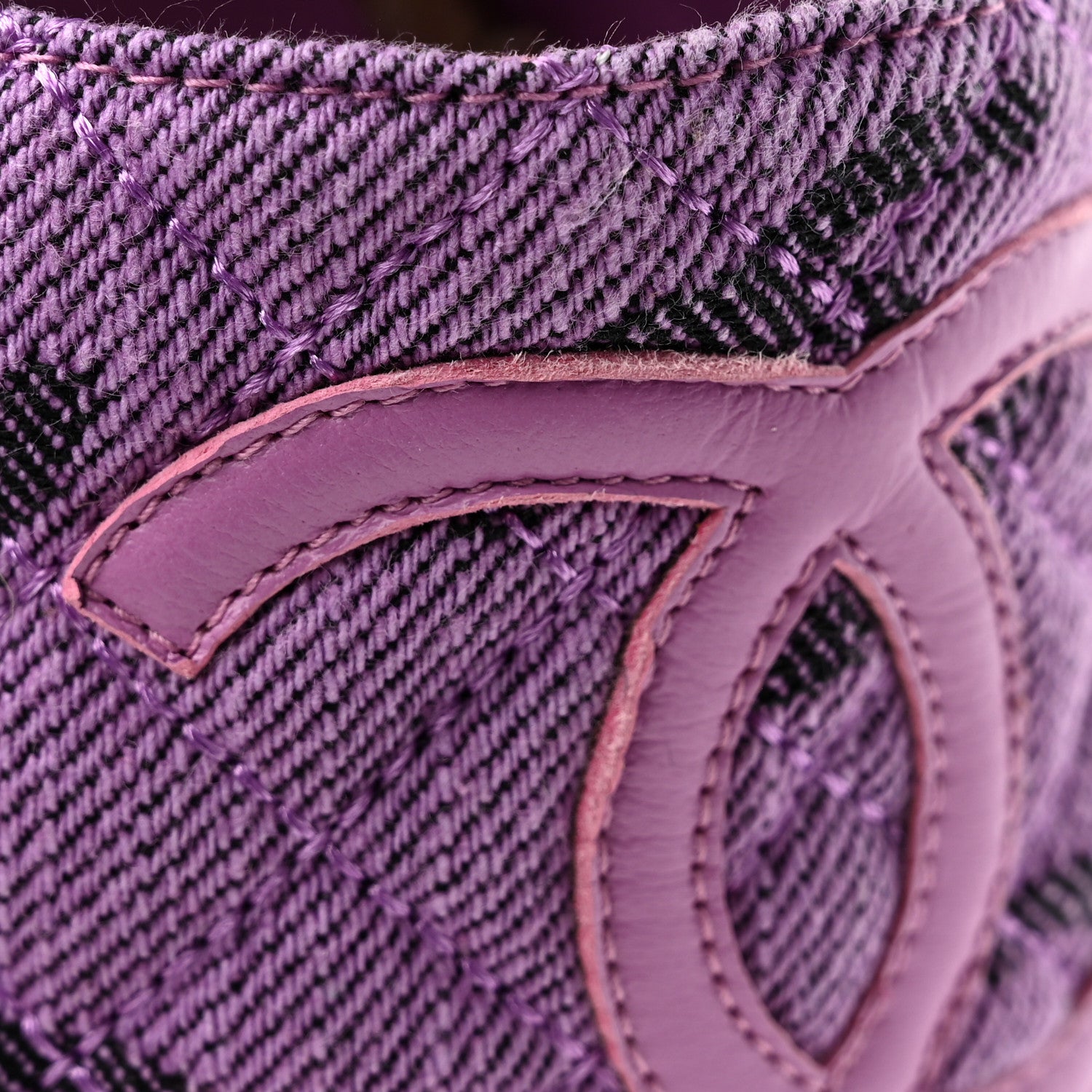 Chanel Cotton Jacquard Grosgrain CC Print Espadrilles 38 Purple Black 10 of 11