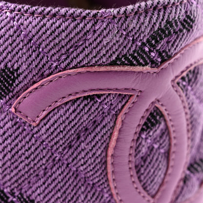 Chanel Cotton Jacquard Grosgrain CC Print Espadrilles 38 Purple Black 10 of 11
