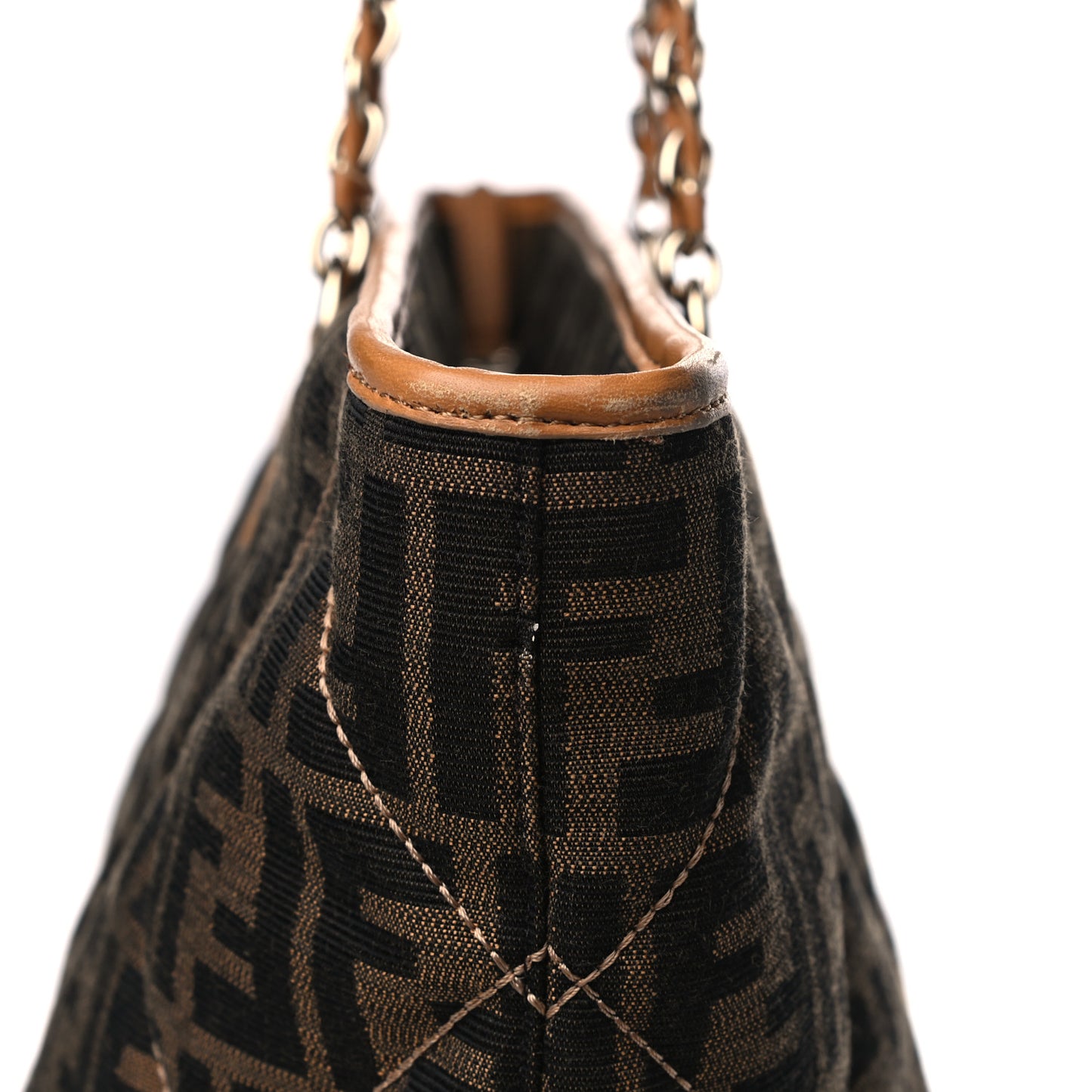 Zucca Quilted Chain Roll Tote Tobacco