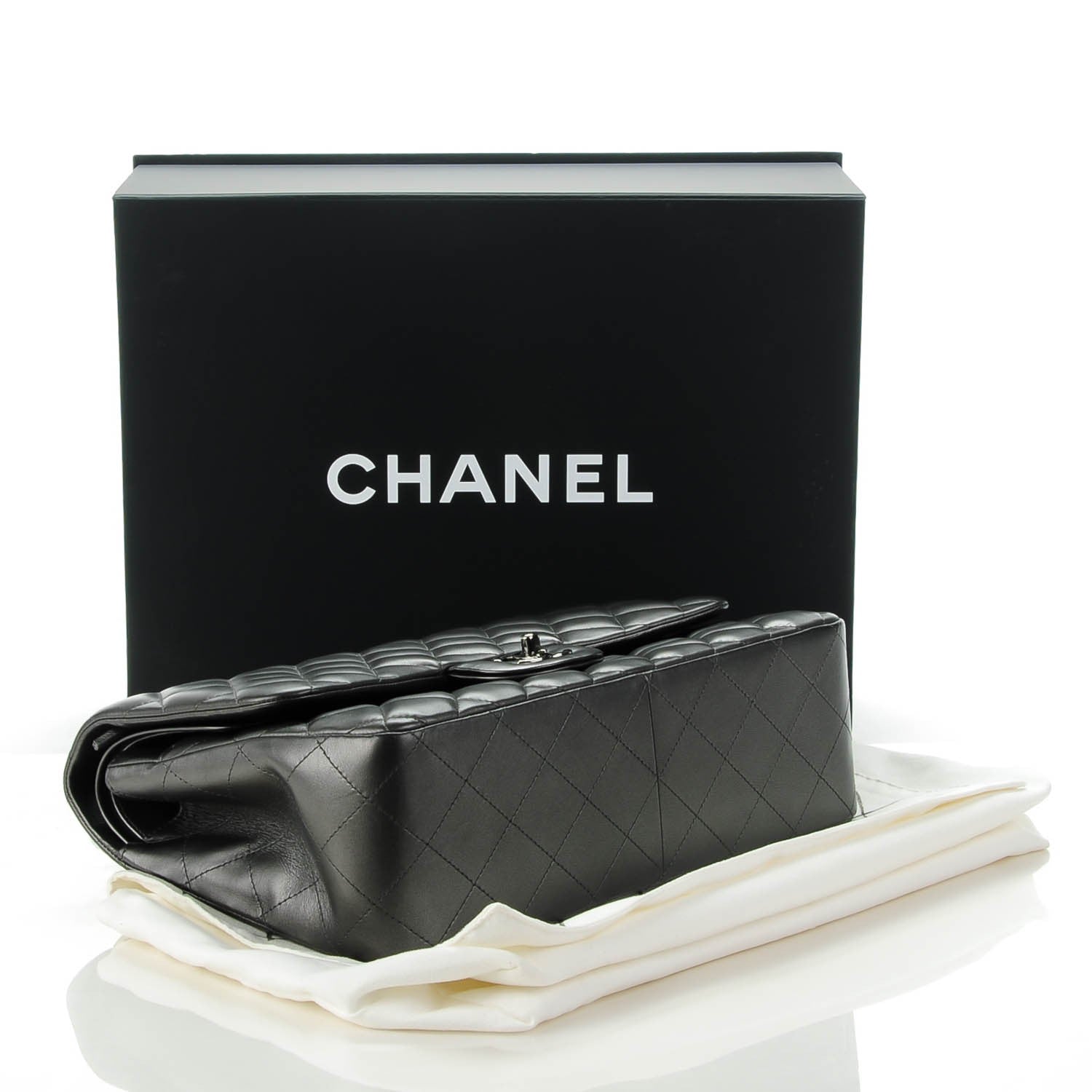 Chanel Lambskin Quilted Jumbo Double Charcoal Grey 4 of 9