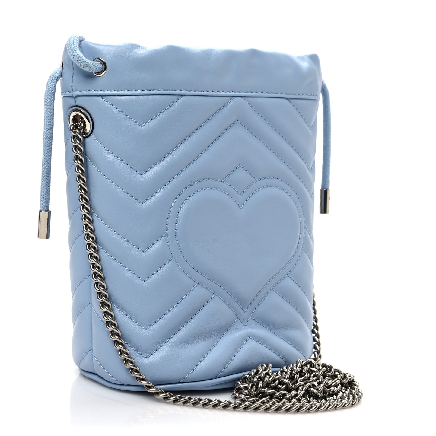 Calfskin Matelasse Mini GG Marmont 2.0 Bucket Bag Porcelain Light Blue