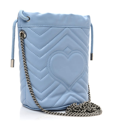 Gucci Calfskin Matelasse Mini GG Marmont 2.0 Bucket Bag Porcelain Light Blue 2 of 6