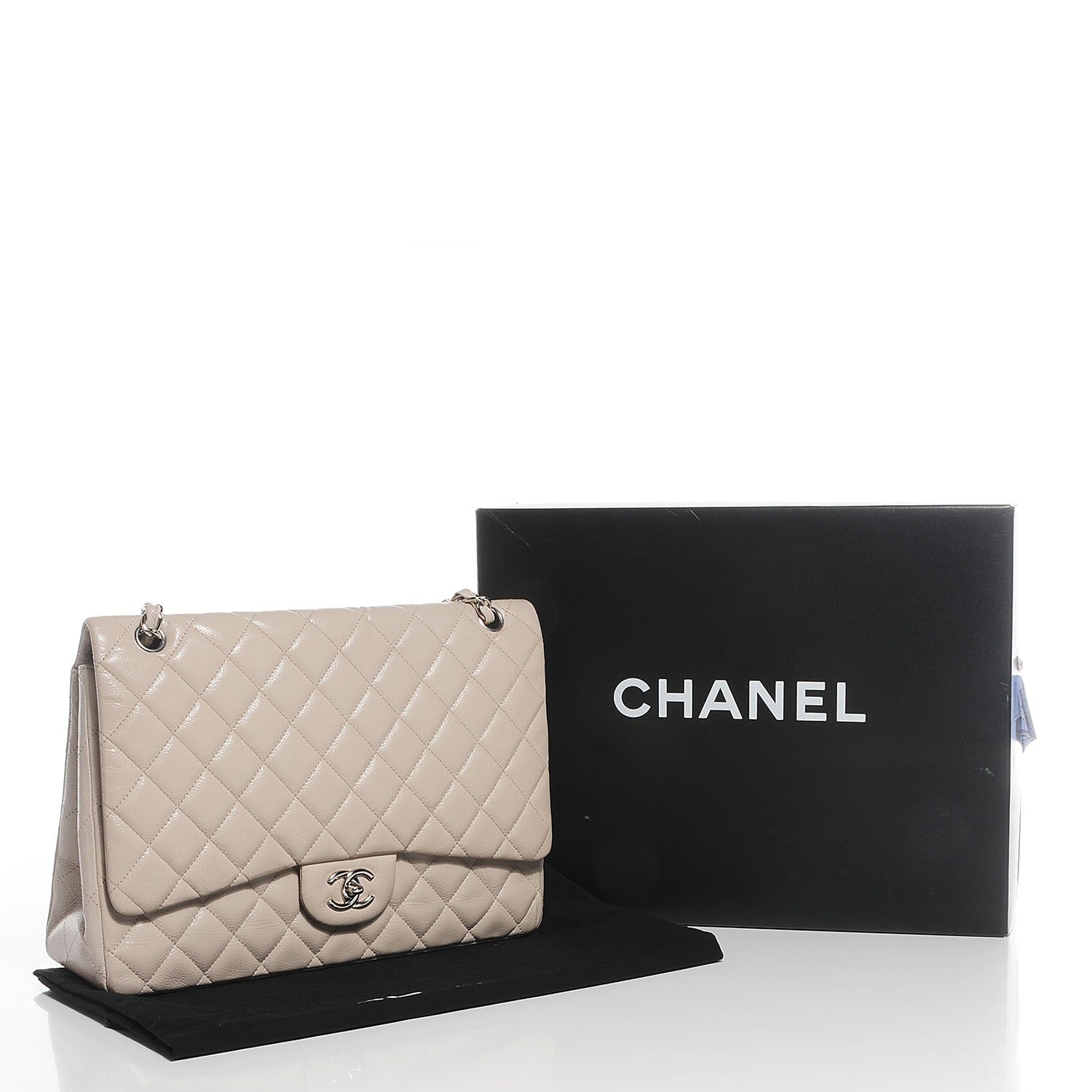 Chanel Caviar Maxi Single Flap Ecru 9 of 9