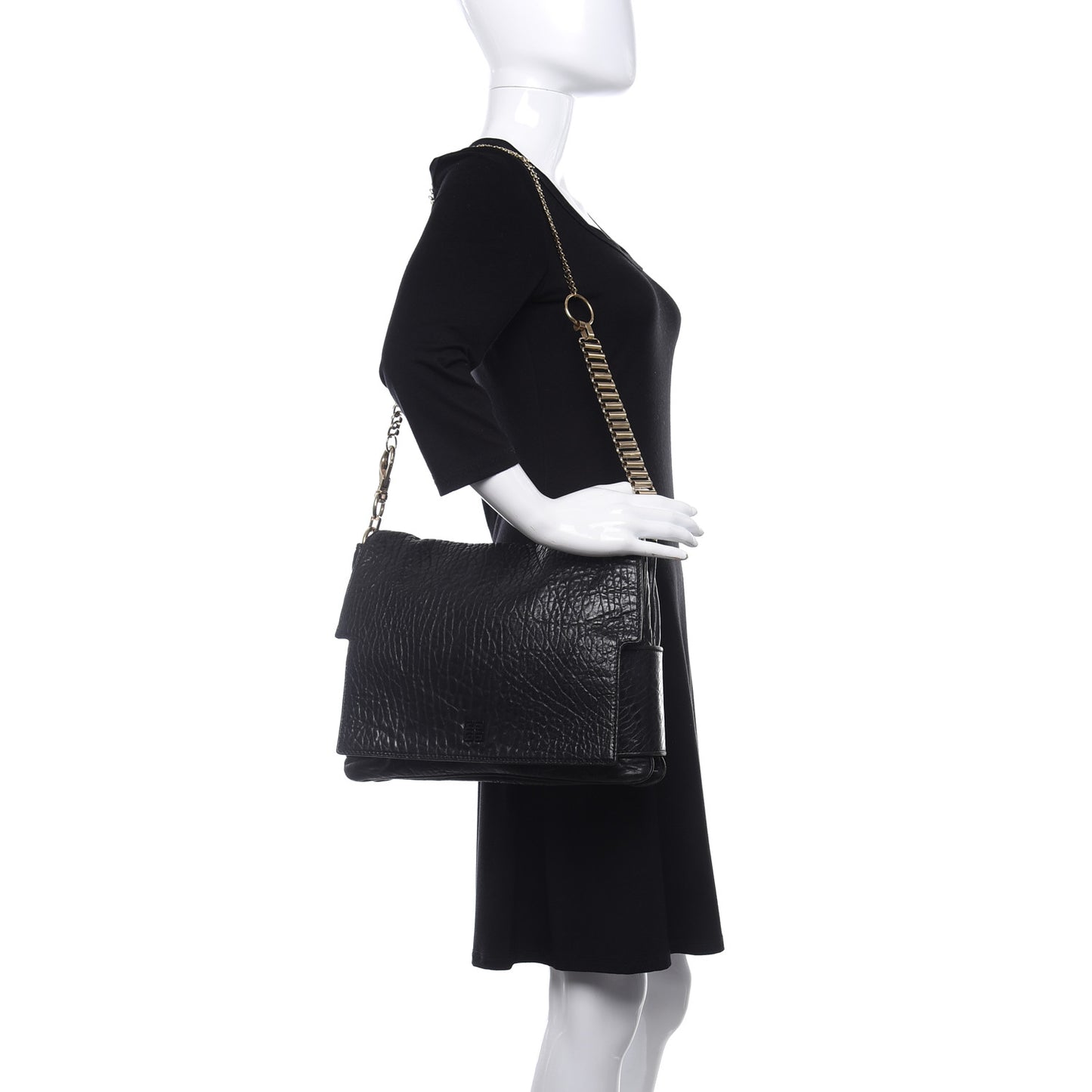 Pebbled Lambskin Melancholia Shoulder Bag Black