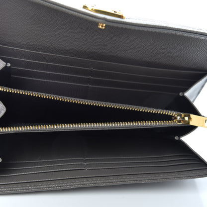 Saint Laurent Grain De Poudre Matelasse Chevron Monogram Flap Wallet Fog 5 of 6
