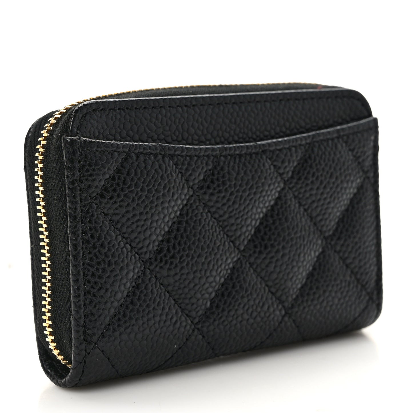 Caviar Quilted Zip Coin Purse Black