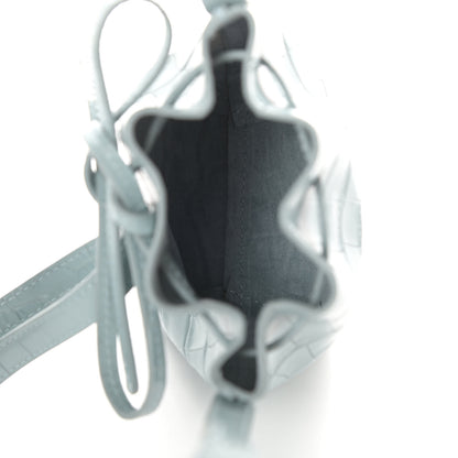 Mansur Gavriel Croc Embossed Calfskin Baby Bucket Bag Light Blue 5 of 9
