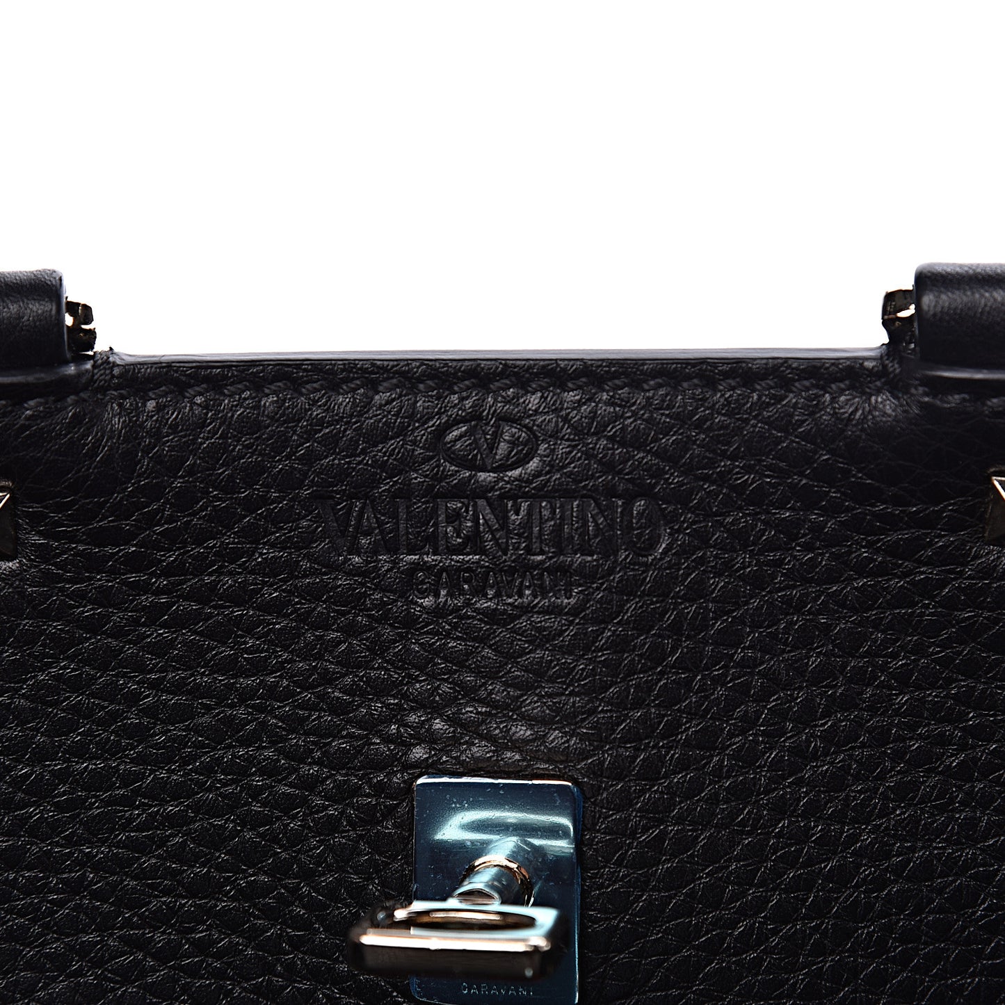Pebbled Calfskin Large JoyLock Satchel Black