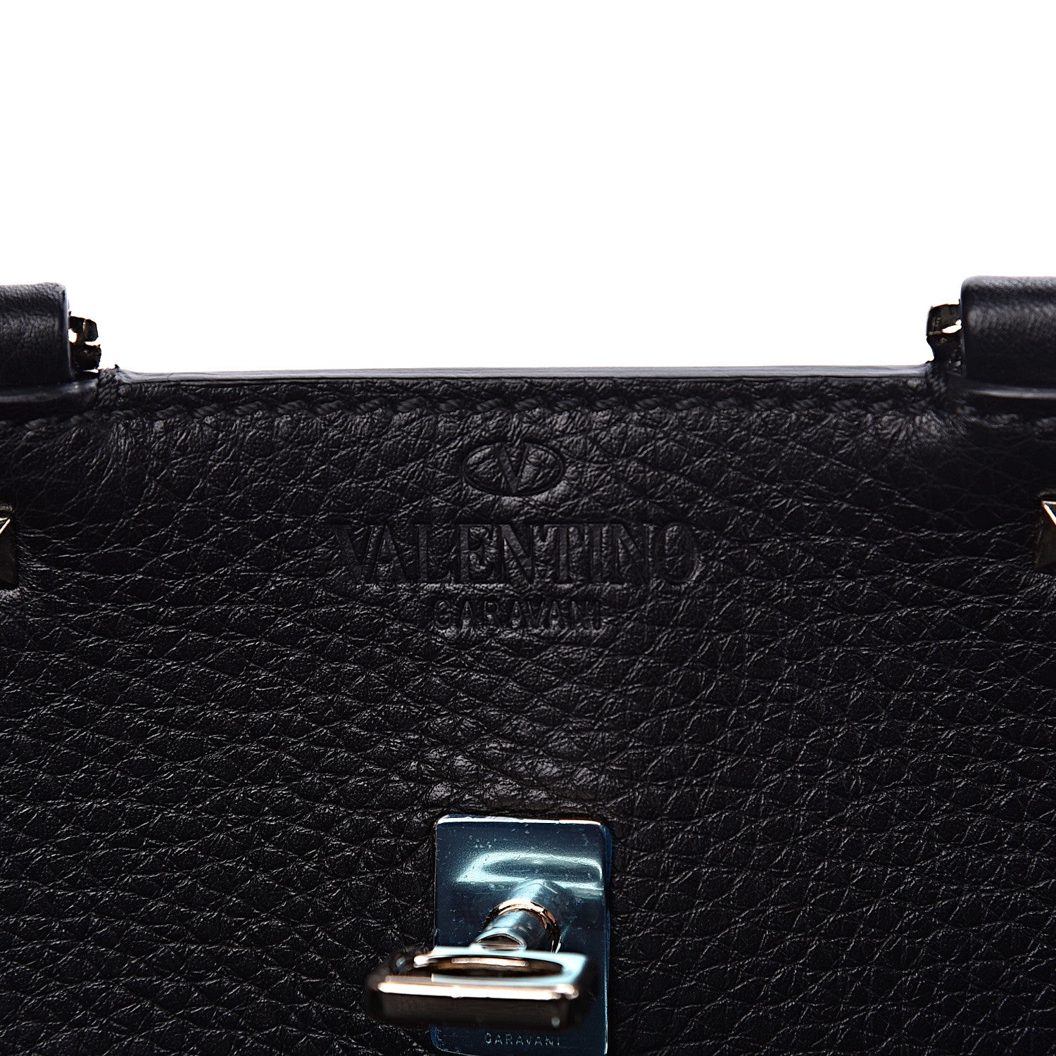Valentino Garavani Pebbled Calfskin Large JoyLock Satchel Black 8 of 12