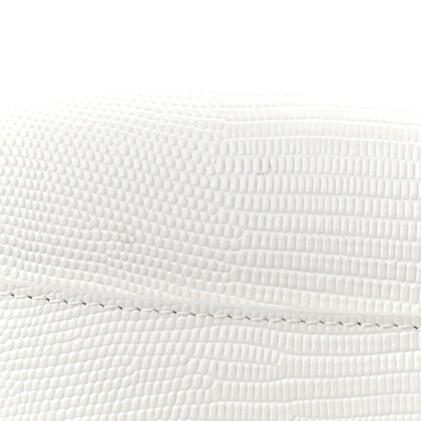Patent Calfskin Lizard Embossed Medium Ghost Shoulder Bag Optic White
