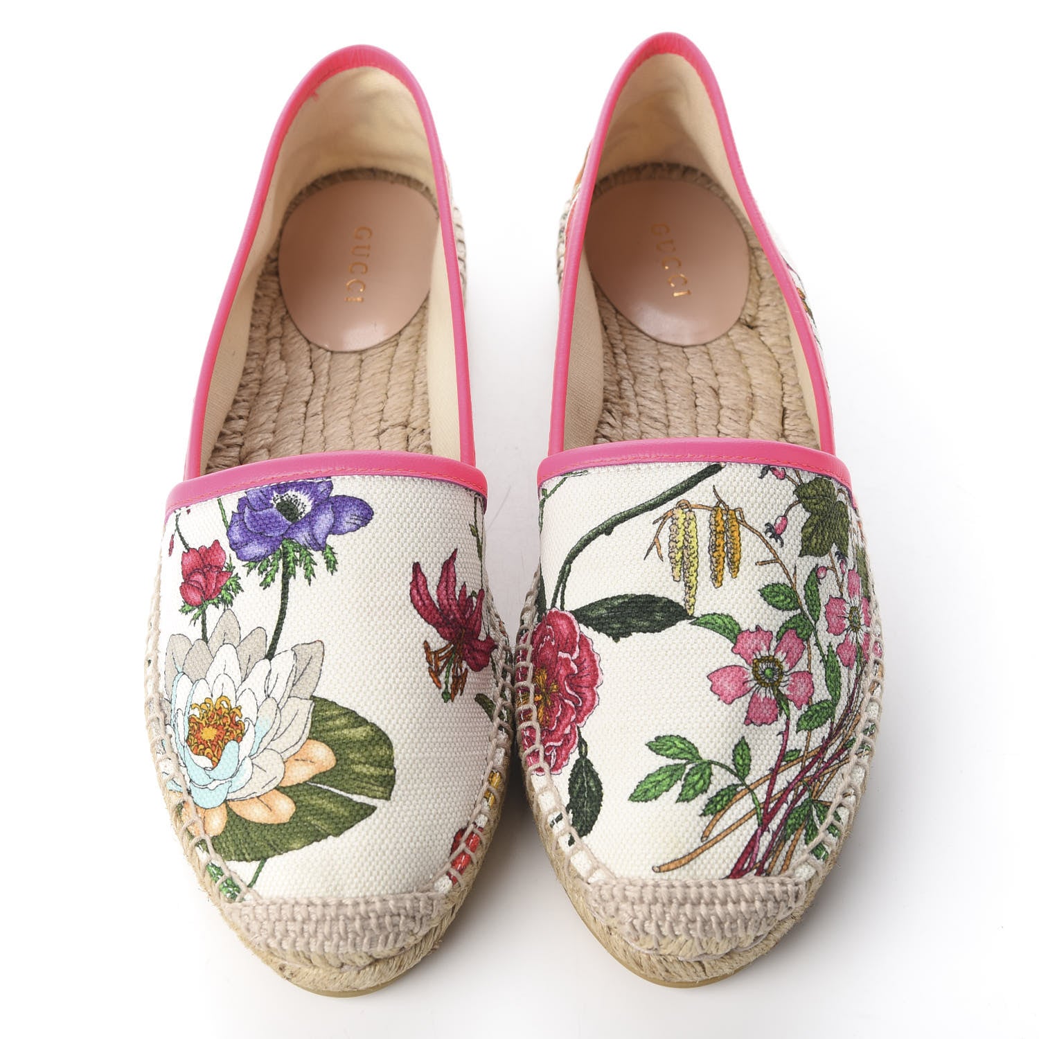 Gucci Canvas Flora Print Espadrilles 38.5 White Multicolor Fuxia 5 of 11
