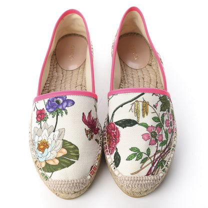 Gucci Canvas Flora Print Espadrilles 38.5 White Multicolor Fuxia 5 of 11