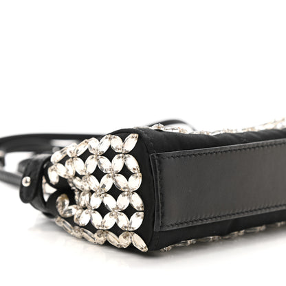 Fendi Satin Crystal Shiny Nappa Embroidered Micro Peekaboo Iconic Satchel Black Crystal 10 of 12