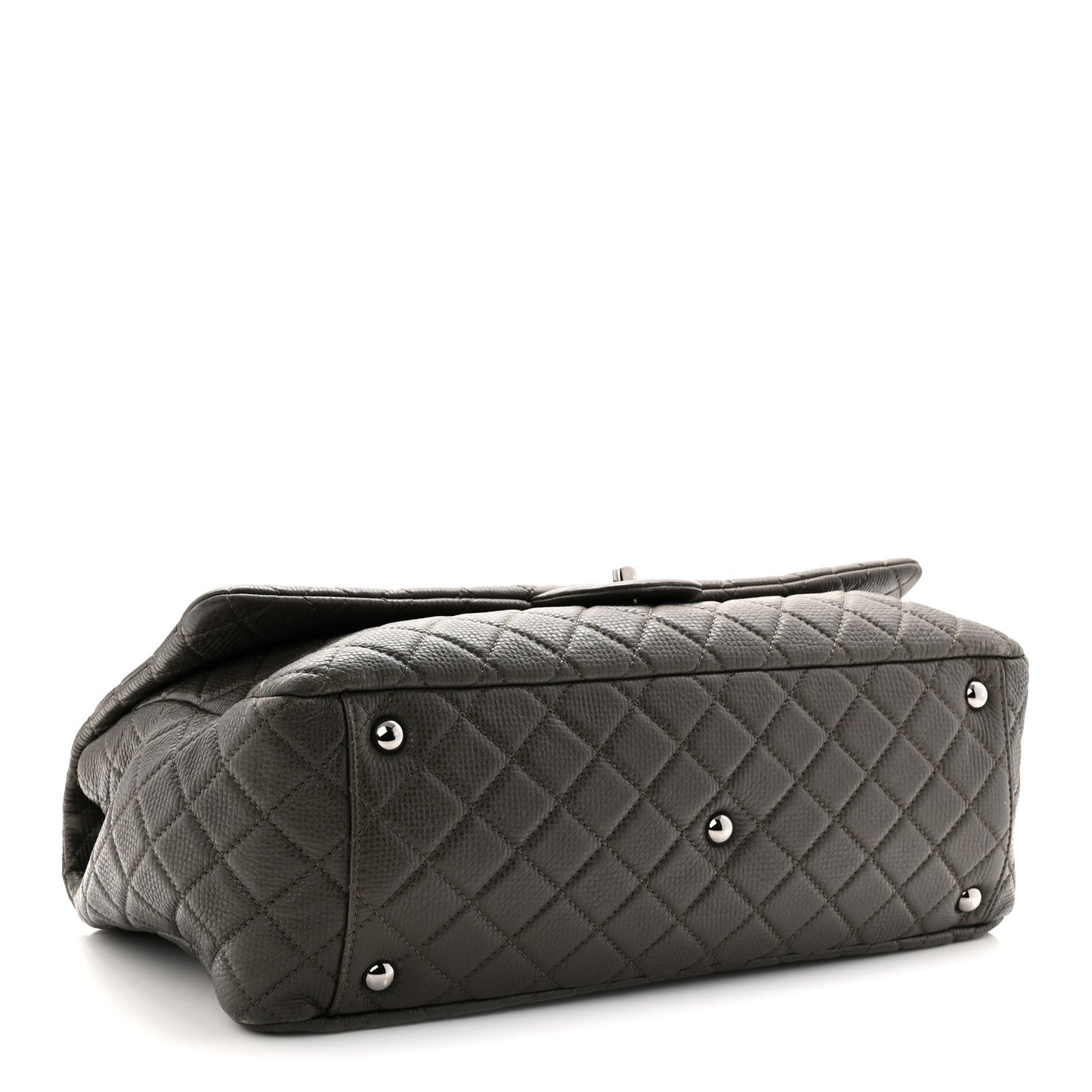 Calfskin Quilted XXL Travel Flap Bag Khaki