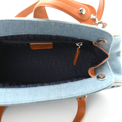 Christian Dior Denim Embroidered Satchel Blue 5 of 9