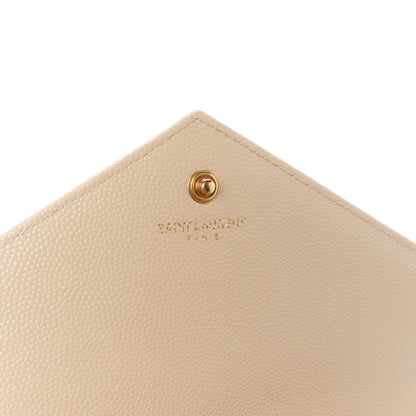 Saint Laurent Grain De Poudre Matelasse Chevron Monogram Chain Wallet  Nude Powder 6 of 10